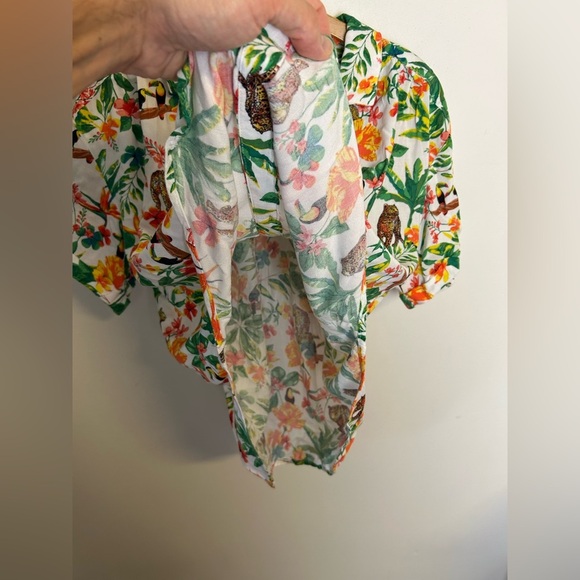 Jane + Delancey Novelty Print Button Down Blouse Floral Leopard Size M - Picture 3 of 12